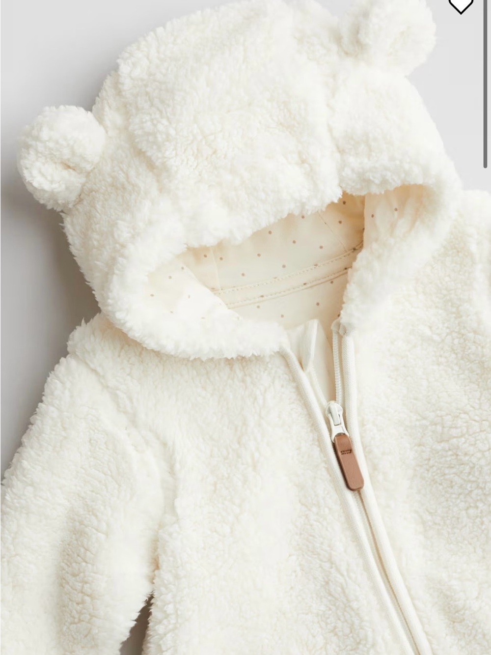 H&M Pink Baby Sherpa One-Piece Bear Ears Hooded Romper | 6M | - Picture 3 of 11